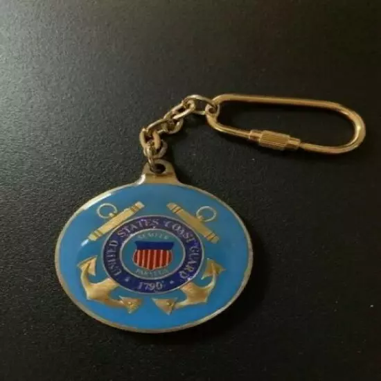 Hand Painted Coast Guard Medallion Key Chain