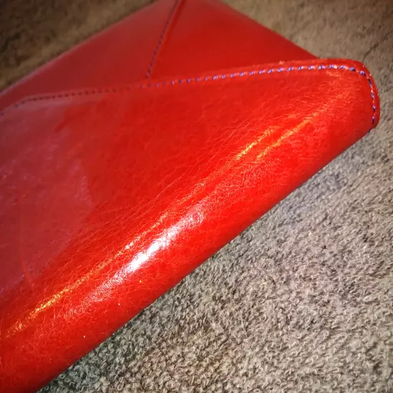 Abas Large Red Leather Travel Wallet Passport Currency Tickets Organizer Nice