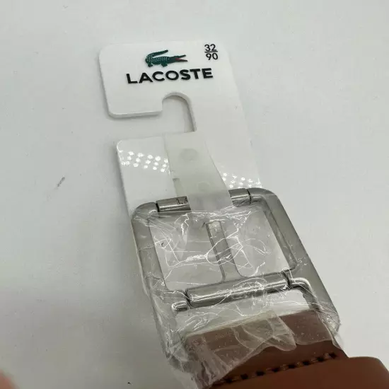 NEW Lacoste Men's Perforated Leather Belt Brown Size 32 FREE Shipping