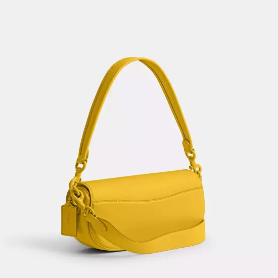 Coach Emmy Saddle Bag 23 - Glovetanned Leather/Silver/Canary ( Origin $395 )