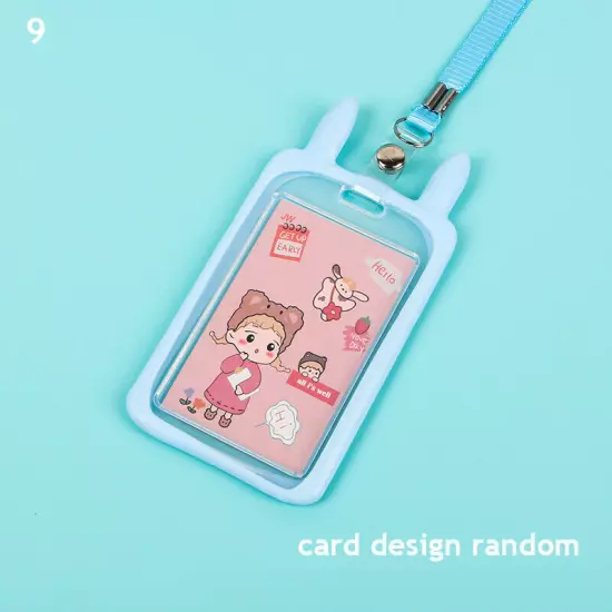 Cute Cat Ear ID Card Holder Retractable Reel Lanyard Credit Cover Case Kids Gift