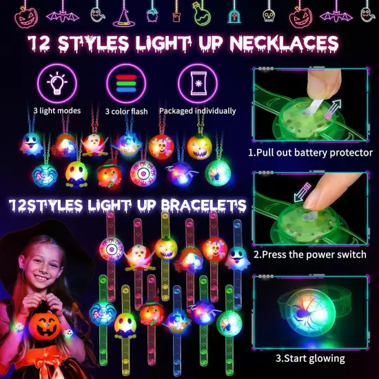 Halloween Party Favors for Kids, 118PCS Light Up Toys Colorful 