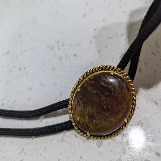 Tiger's Eye Stone Mens Bolo Tie Cowboy Vintage 