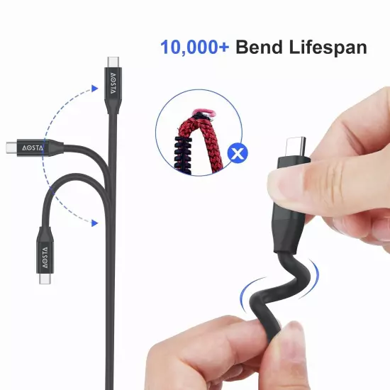 AOSTA HeavyDuty USB C to USB C Cable (3Ft) USB C Charger Cable Fast Charge Cable