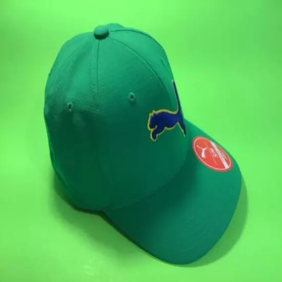 New PUMA Stretch Fit Adult Hat Su S/M Green w/Blue, Yellow