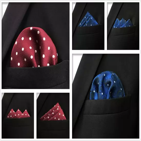 SHLAX&WING 5 Pieces Assorted Mens Silk Pocket Square Set Handkerchiefs