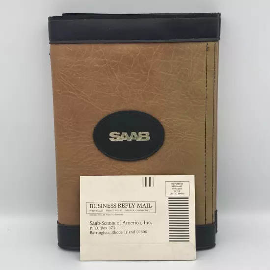 VTG SAAB Brown Black Faux Leather 8 X 11 Folding Glovebox Document Holder 1980s