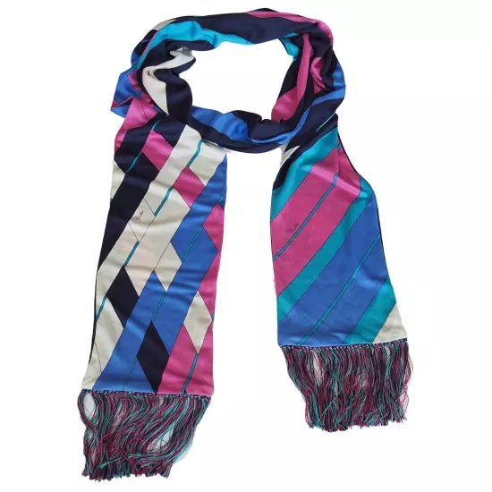 EMILIO PUCCI 100% Silk Fringe Scarf 