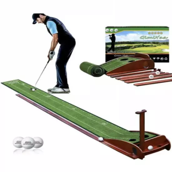 GimiYaa Golf Putting mat Green Indoor and Outdoor with Auto Ball Return