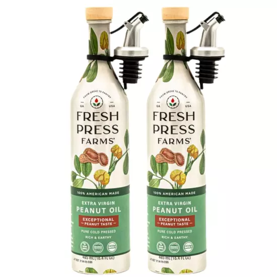 Fresh Press Farms Cold Pressed Extra Virgin Peanut Oil, 6.4 Fl Oz (Pack of 2)