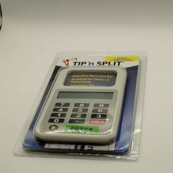 TIP N SPLIT CALCULATOR, LIGHT AND MAGNIFYING GLASS