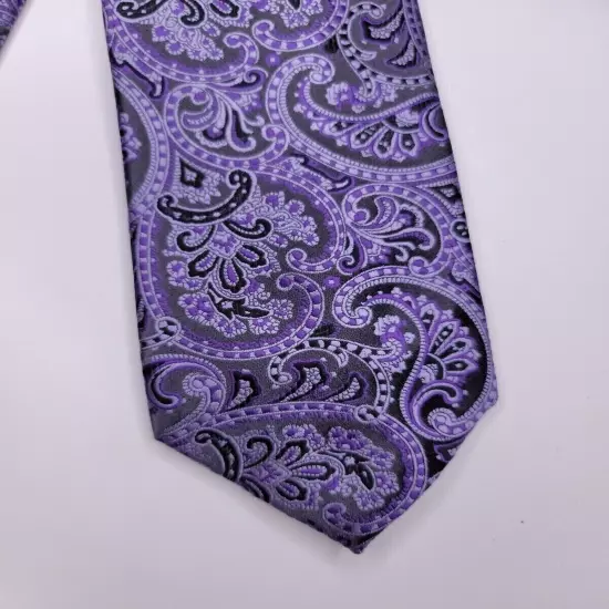 Geoffrey Beene Mens Formal Necktie 58"Lx3.25"W Purple/Black Neck Tie