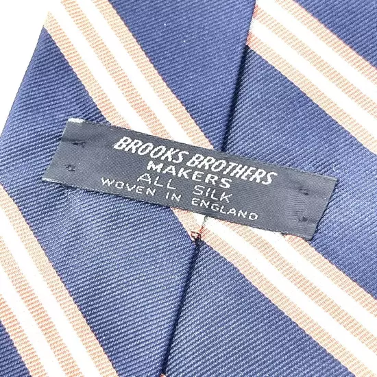 Vintage Brooks Brothers Makers England Navy Pink Sky Triple Repp Stripe Silk Tie