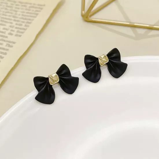 Fashion 18k Gold Plated Bow Stud Earrings Womens Girls Jewellery Party Red/Black