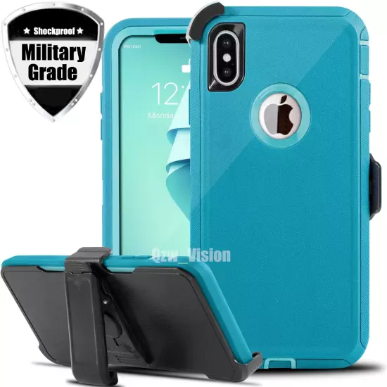 For Apple iPhone X XR XS Max Shockproof Hard Rugged Case Cover With Belt Clip 