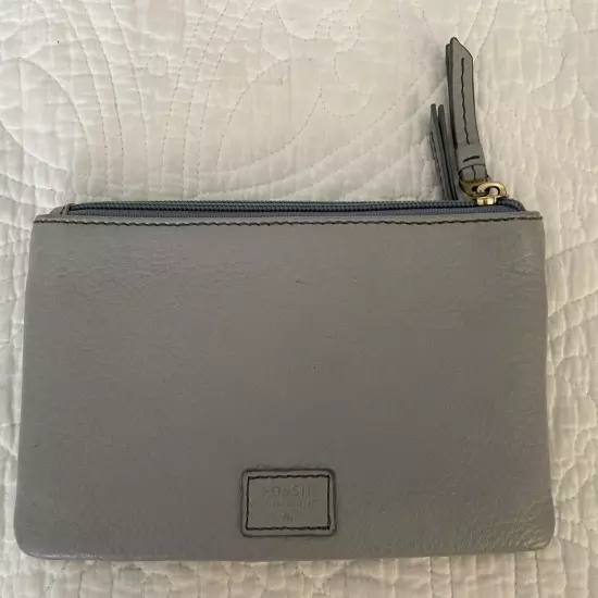 FOSSIL Light Blue Leather Flat Wallet Clutch