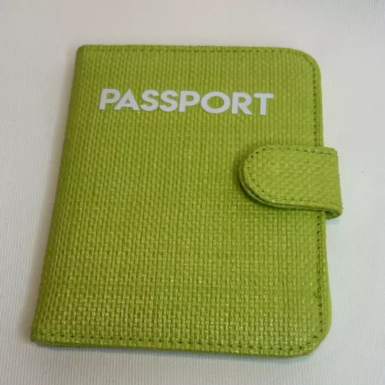 Miamica Designer Green Rattan Passport ID Case Cover Holder Travel Wallet