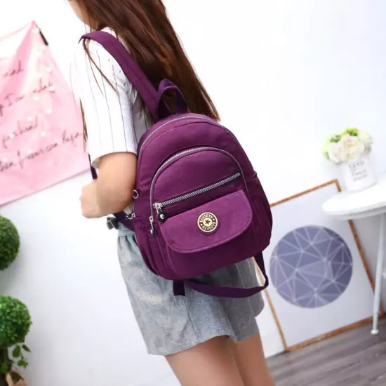 Waterproof Mini Backpack Women Purse Nylon Shoulder Rucksack Small Travel Bag