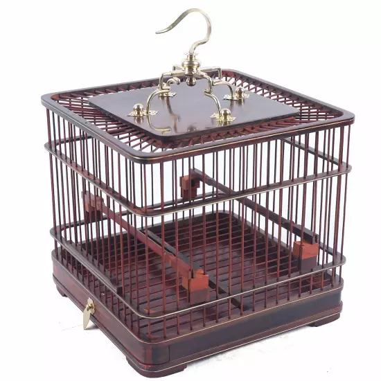 Bird Cage Dark Red Cage Bird Cage Retro Pet Nest Home With Removable Drawer