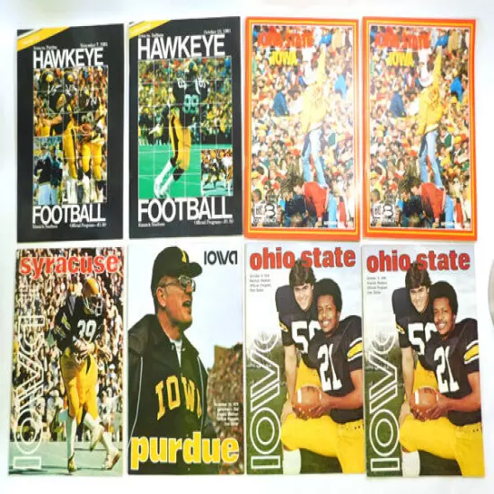 Lot of (8) Assorted 1976 to 1981 Iowa College Football Programs