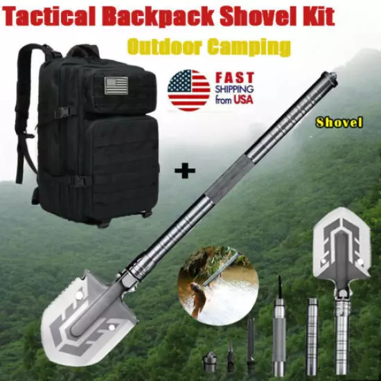 Foldable Compact Camping Shovel Tactical Military Backpack Survival Kit Outdoor