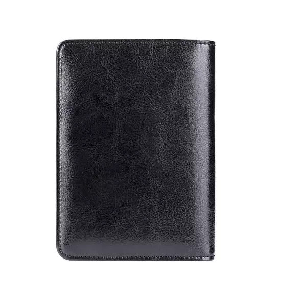 1X Black Mens Real Leather Passport Holder Travel Wallet ID Cards Case Cover Bag