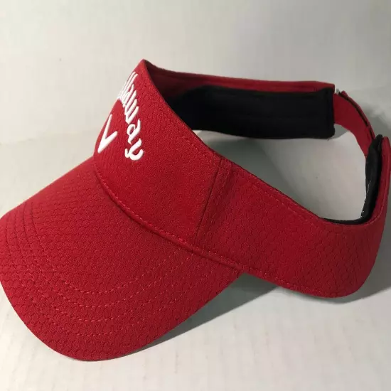 Callaway Golf Visor Red White Hat Adjustable Back Logo Unisex Mens Polyester