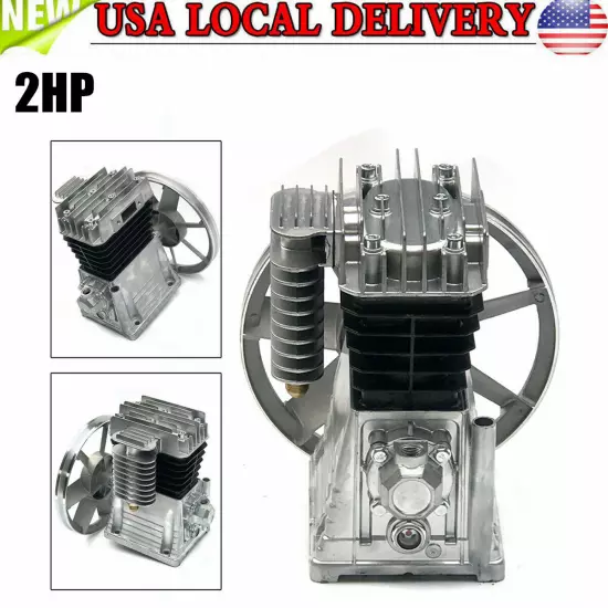 2HP Air Compressor Pump 1500W Piston Twin Cylinder Air Compressor Head Pump New