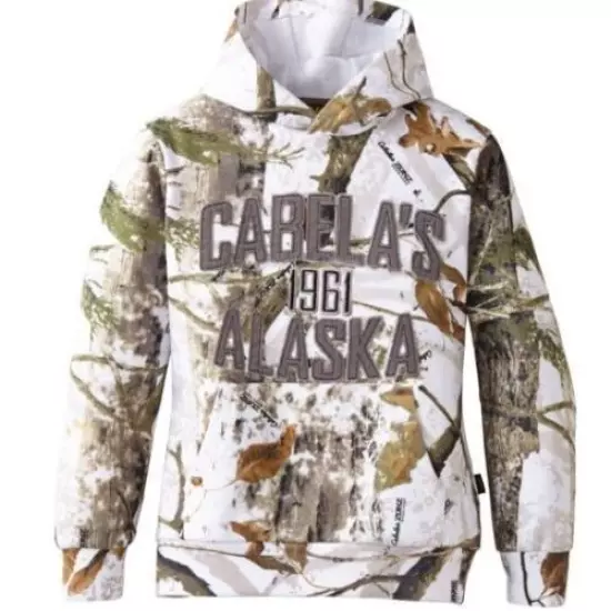 NEW LG XL 2XL Youth Kids Junior Hooded Snow Camo Alaska Sweatshirt Childs Hoodie