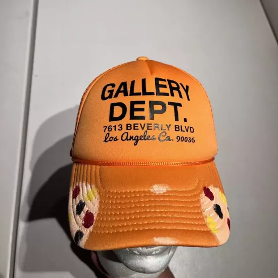 GALLERY DEPT Hat Cap Orange Los Angeles CA Colorful Dots Splatter Mesh Trucker