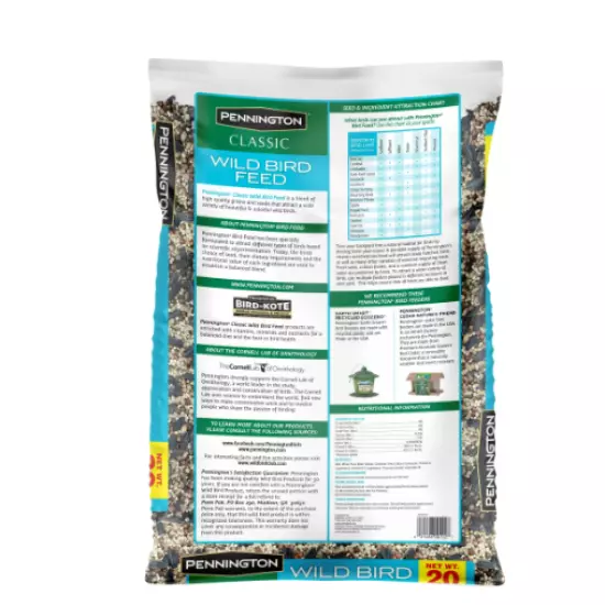 Pennington Classic Wild Bird Feed and Seed, 20 lb. Bag, Dry, 1 Pack