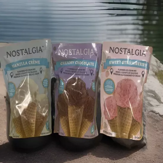 Nostalgia Flavored Ice Cream Mix- Chocolate Vanilla Crème Sweet Strawberry- 3pk