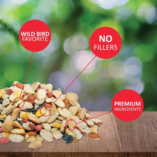 Fruit and Nut Wild Bird Seed - High Energy Wild Bird Food Mix - Attracts Woodpec