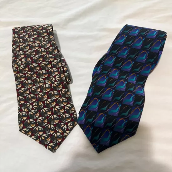 J GARCIA Lot of 2 Vintage Silk Ties Collections 8. Birthday and clockworks