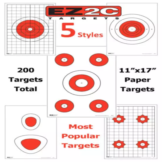 200 Genuine EZ2C Targets Five Popular Styles ~ 200 Targets Gun Airsoft Rifle