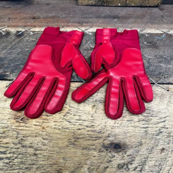 Vintage Womens One Size Fits All Beautiful Red Driving Wrist Gloves Mitten Sz 7