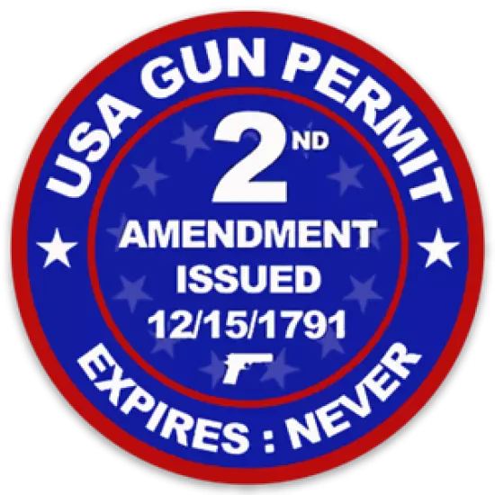 USA Gun Permit 2nd Amendment Issued DECAL Round Die-cut STICKER