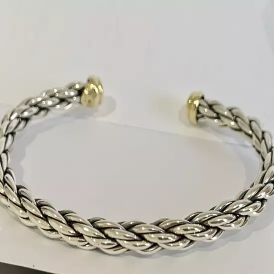 DAVID YURMAN 18K GOLD SS WHEAT MENS CABLE BRACELET.