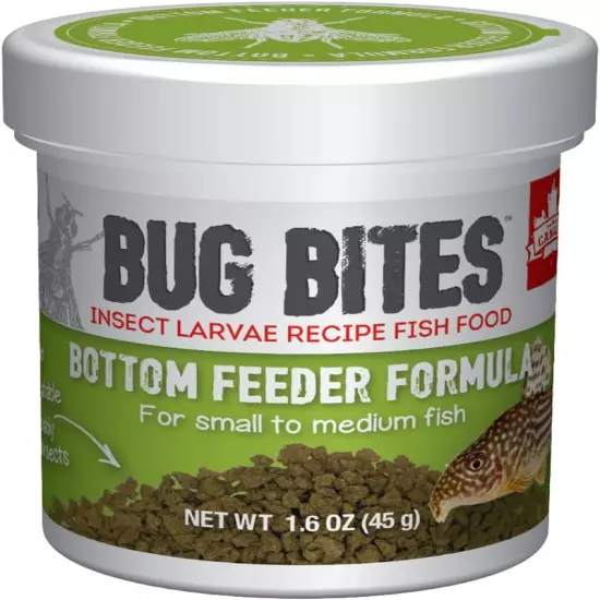 Bug Bites Bottom Feeder Fish Food, Granules for Small to 1.6 Ounce (Pack of 1)