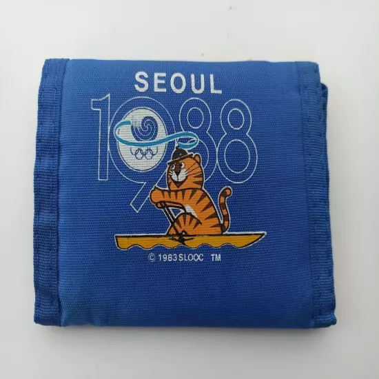 Vintage 80s Seoul 1998 Olympics Nylon Trifold Hook and Loop Wallet