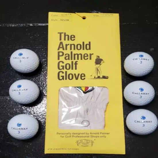 Callaway Golf CTU 30 Blue Arnold Palmer Staff Balls (1/2 dozen) & Glove-Vintage