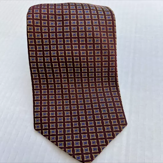 Robert Talbott Mens Tie Best of Class Brown Red Geometric Silk Hand Sewn USA