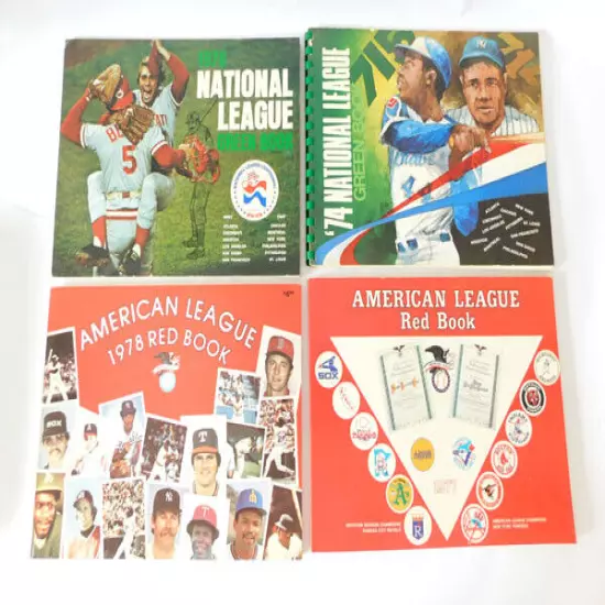 Lot of (4) Different 1974 to 1978 Green Book Red Book Baseall Annuals