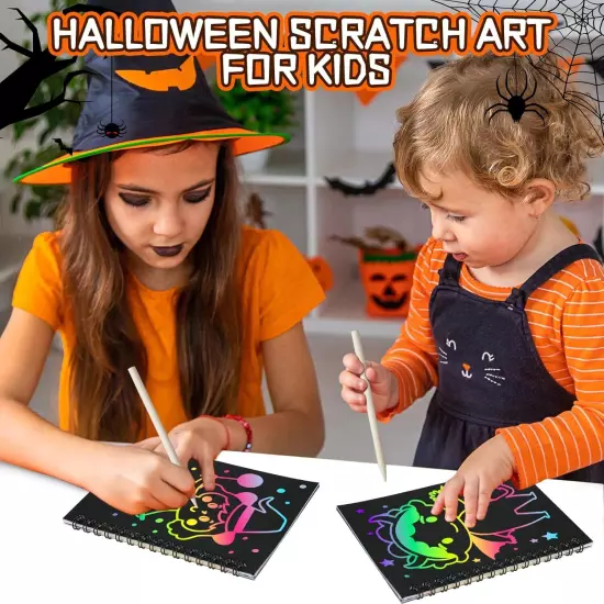 Halloween Party Favors for Kids Bulk: 24 Pack Rainbow Scratch Art Notebook... 