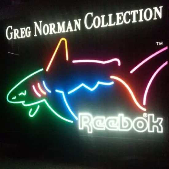 Greg Norman The Shark neon Reebok display sign. SHARP LOOKING!