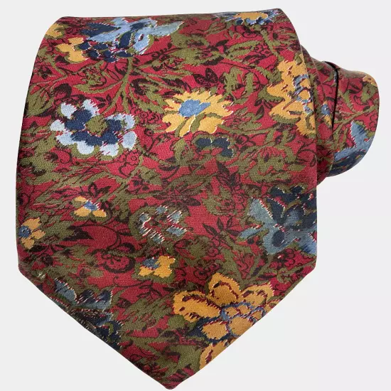 Ketch Red Floral Paisley Art Print Necktie Tie 3.5" x 58"