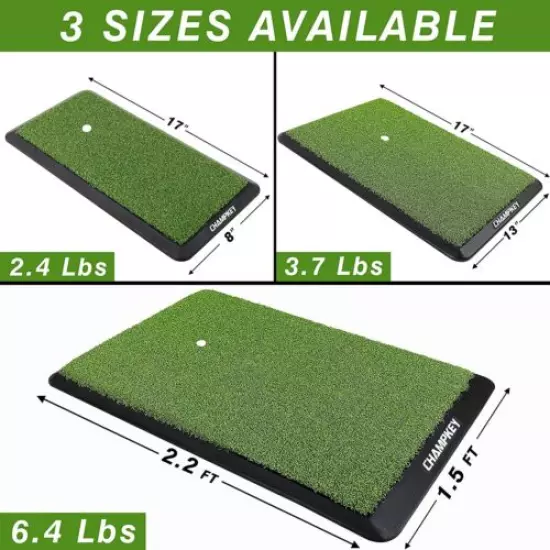 CHAMPKEY Premium Turf Golf Hitting Mat|Come with 1 Rubber Tee and 9 Plastic Tees