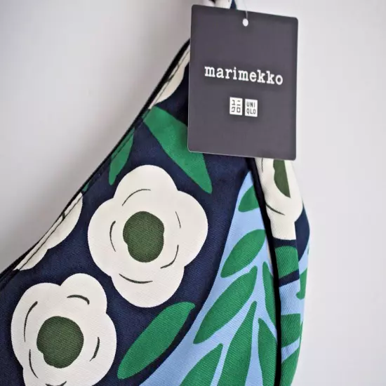 Marimekko Round Mini Shoulder Bag Uniqlo Floral Blue New