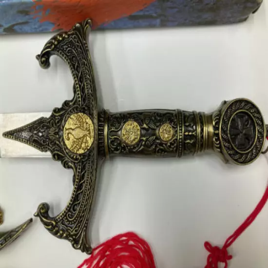 Long Decorative Dagger with 4 Chains/Sheath/Red Tassle #HK2039