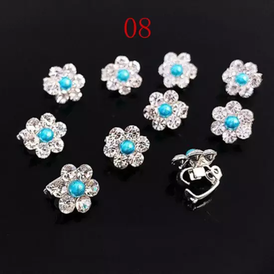 10PC Mini Claw Clamp Sweet Girls Hair Clip Metal Rhinestone Crystal Flower WOMEN